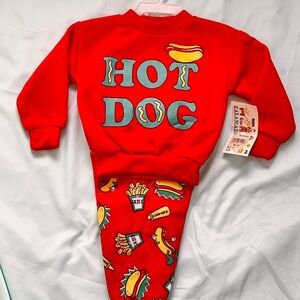 NEW 1994 Hot Dog 18-24 month Sweat Suit Outfit Kalamazoo Kids Polyester Vintage